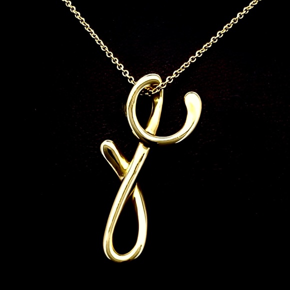 Tiffany & Co. Peretti Cursive Y 18k Yellow Gold Necklace - Picture 7 of 11